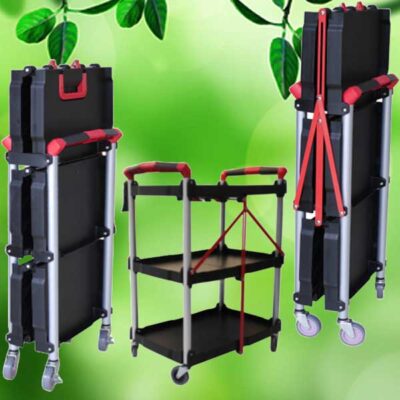 3-Tier Foldable Utility Cart – Heavy-Duty, Space-Saving Design
